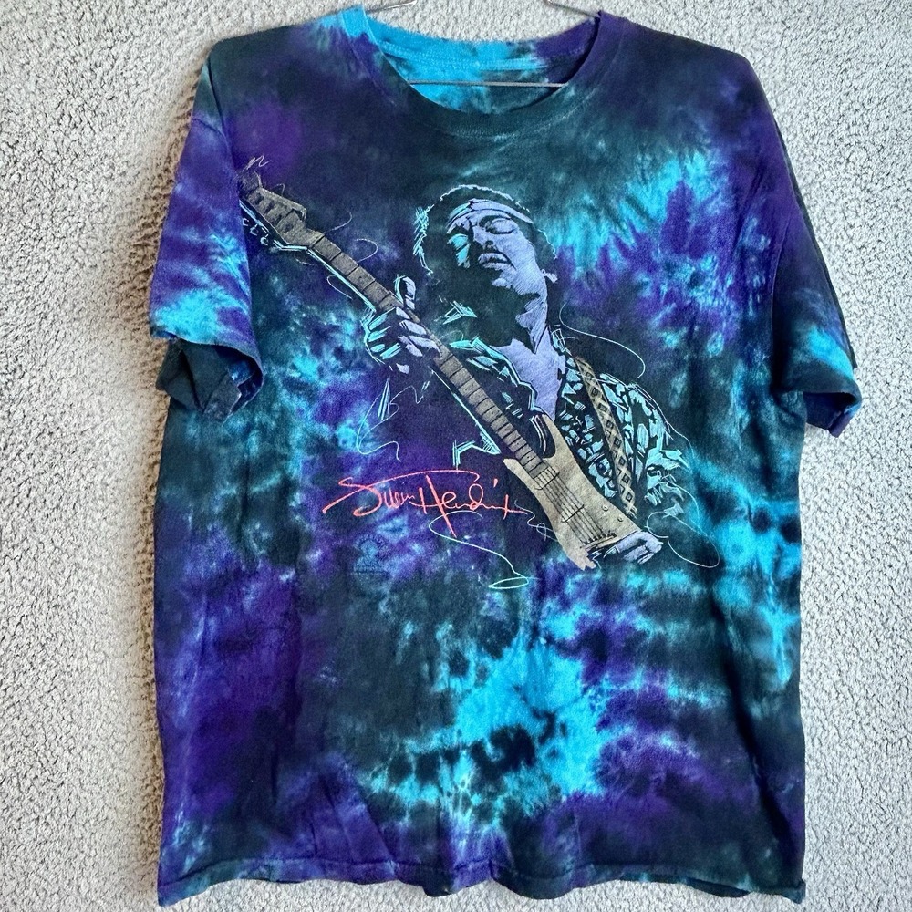 Jimi Hendrix T Shirt Adult XL Liquid Blue Tie Dye Graphic Hippie Rock 2009